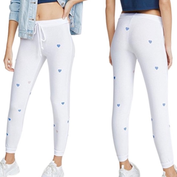 Chaser Pants - CHASER NWT COZY KNIT HEART PRINT LOUNGE PANTS WHIT